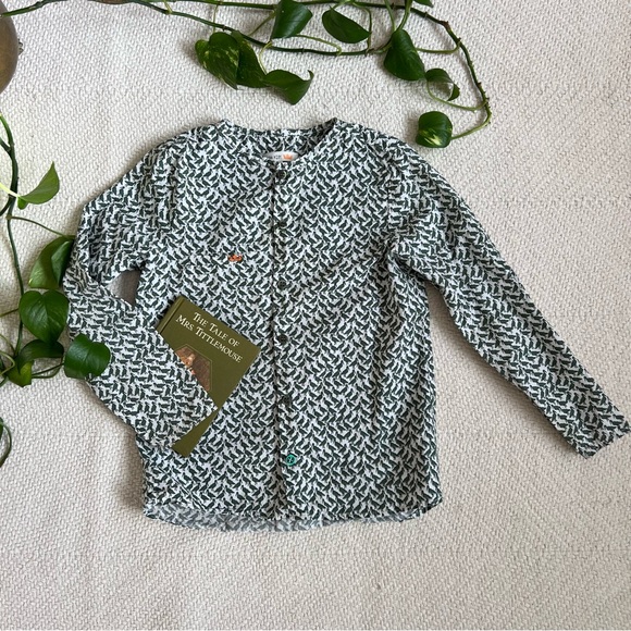 SOHO KIDS Ibis Bird Print Collarless Button Down Shirt size 5 - Picture 1 of 5